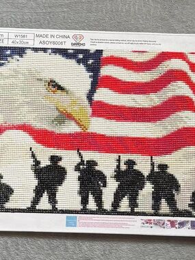 Finished Patriotic Eagle & Soldiers Diamond Painting - Red, White, Blue